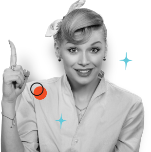 A woman pointing